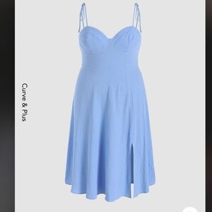 Curve & Plus Solid Tie Shoulder Midi Dress​